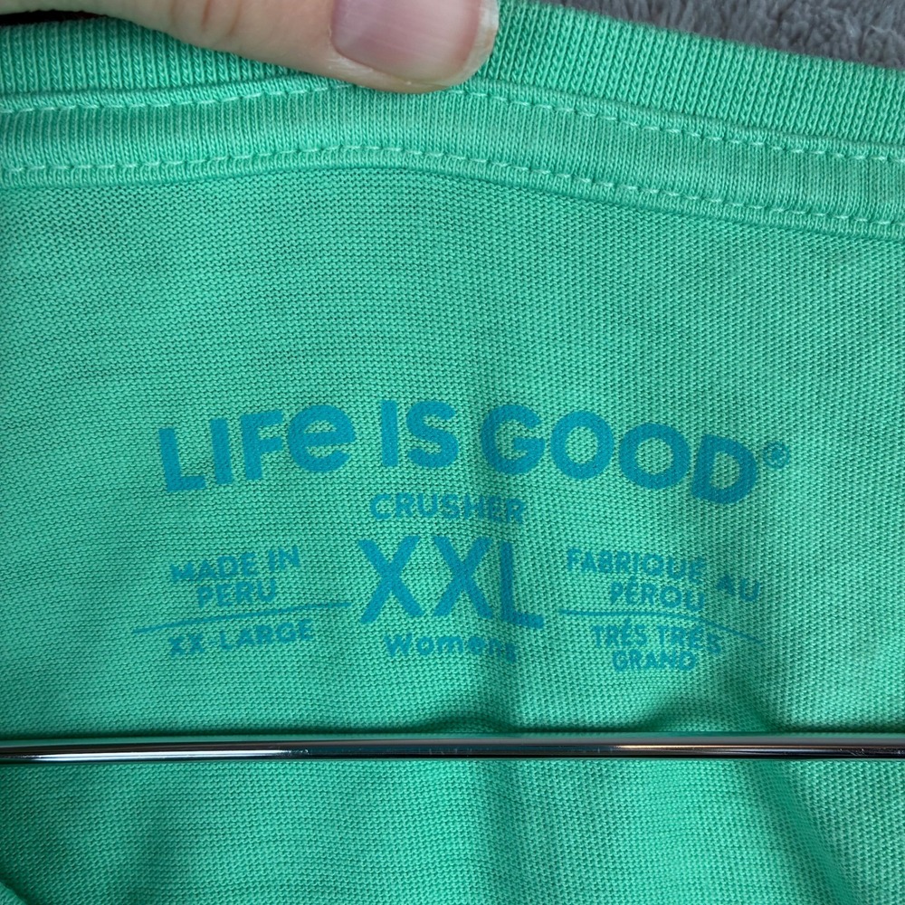 NWT Life Is Good Crusher Tee XXL Long-Sleeve Green Meowy & Bright Cat Christmas - Picture 5 of 10